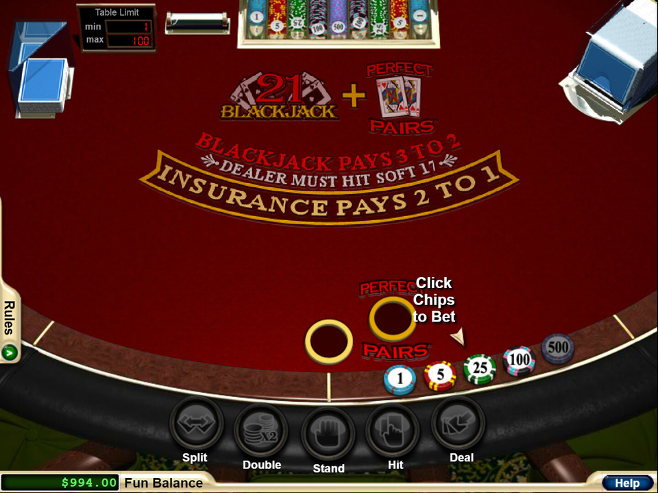 RTG Perfect Pairs Blackjack screenshot