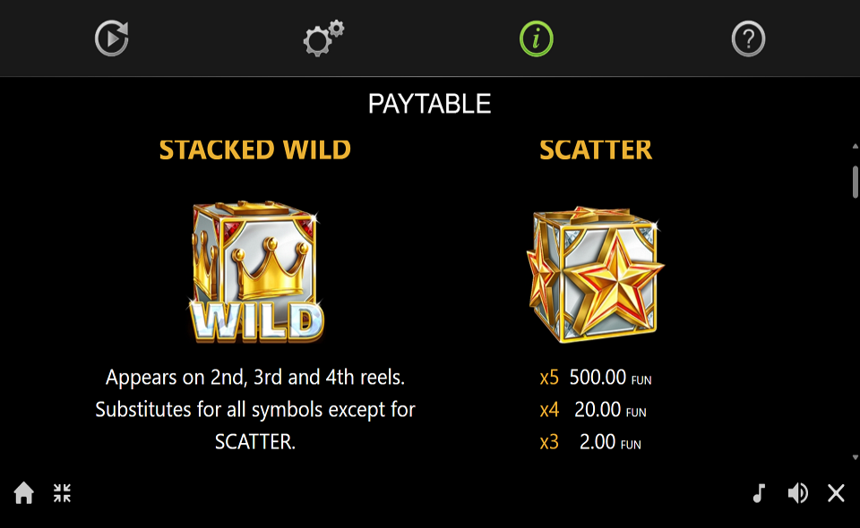 100 art of gold dice edition paytable 1