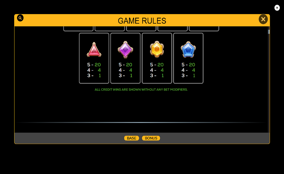 101 crystal skulls paytable 2