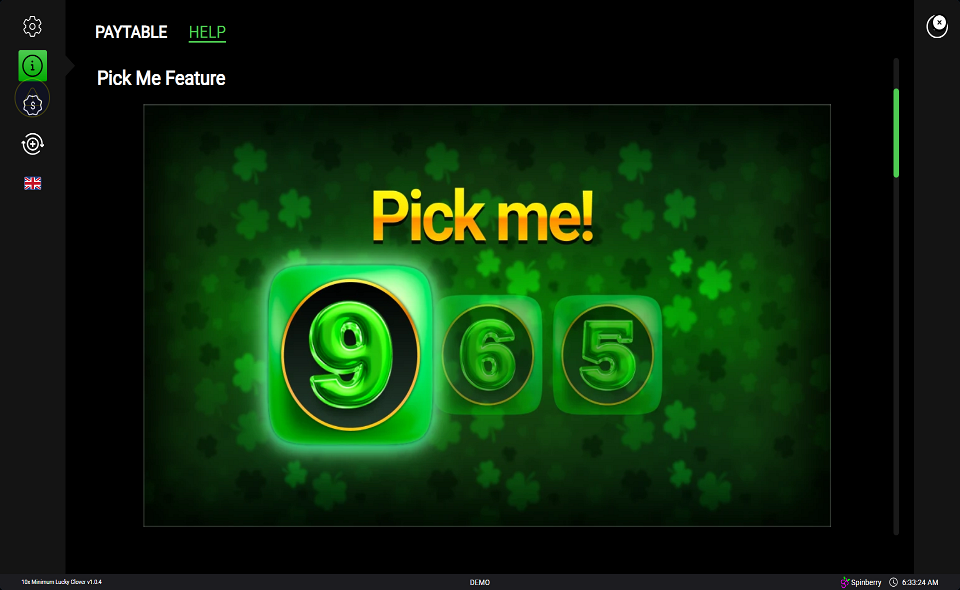 10x minimum lucky clover paytable 1