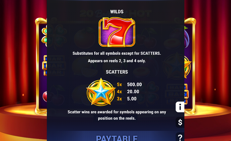 20 brilliant hot paytable 2