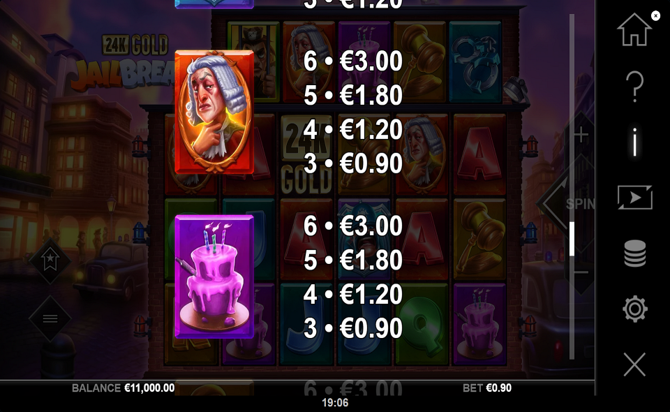 24k gold jailbreak paytable 2