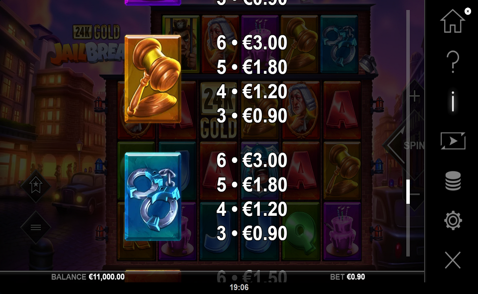24k gold jailbreak paytable 3