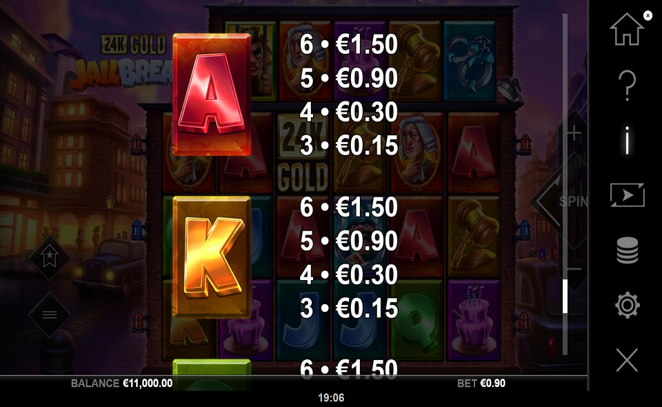24k gold jailbreak paytable 4