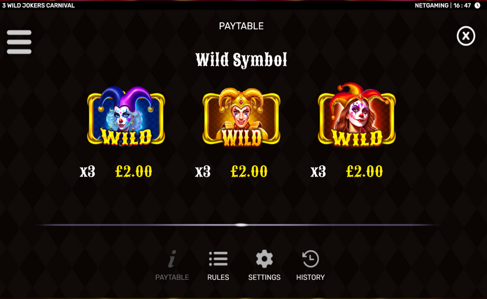 3 wild jokers carnival paytable 1