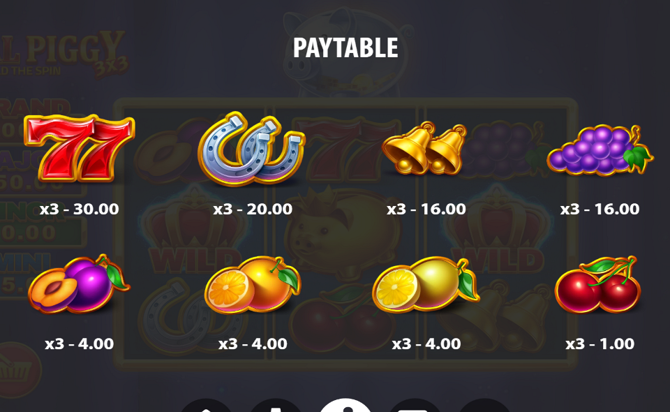 3x3 royal piggy hold the spin paytable 2