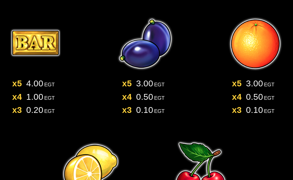 40 shining crown bell link paytable 3