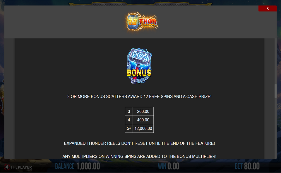 77 thor paytable 4