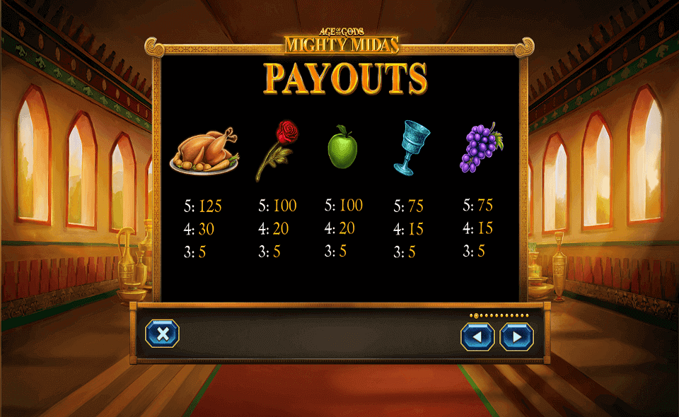 age of the gods mighty midas paytable2