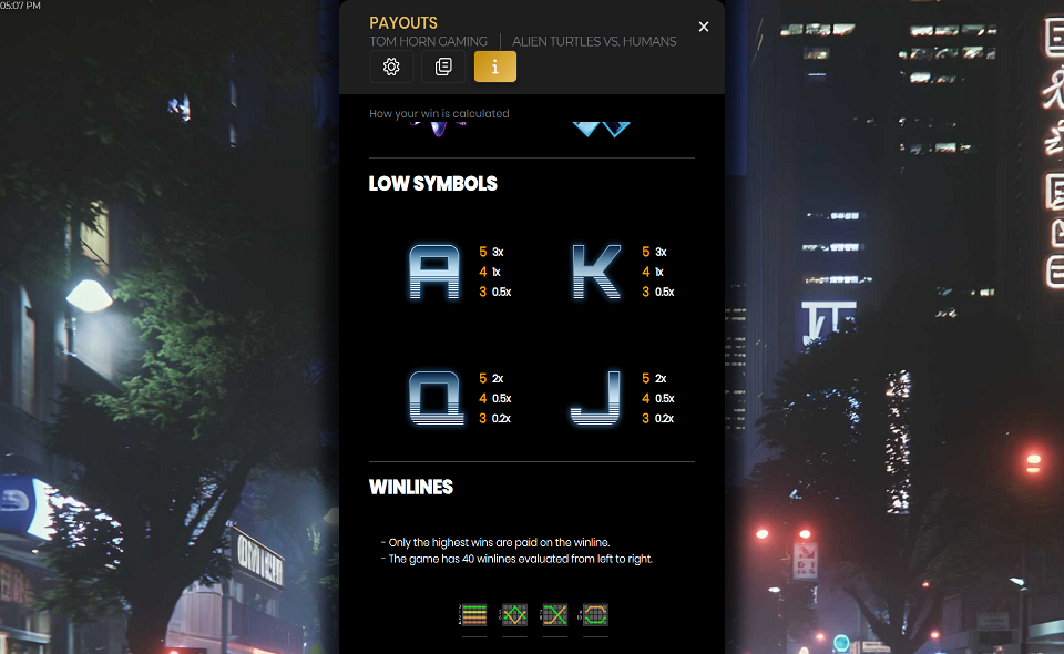 alien turtles vs humans paytable 2