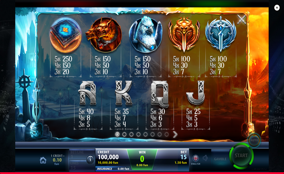 angels duel saga paylines paytable