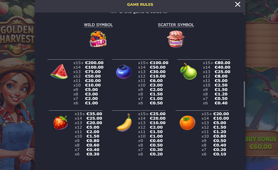 atomic slot lab golden harvest paytable