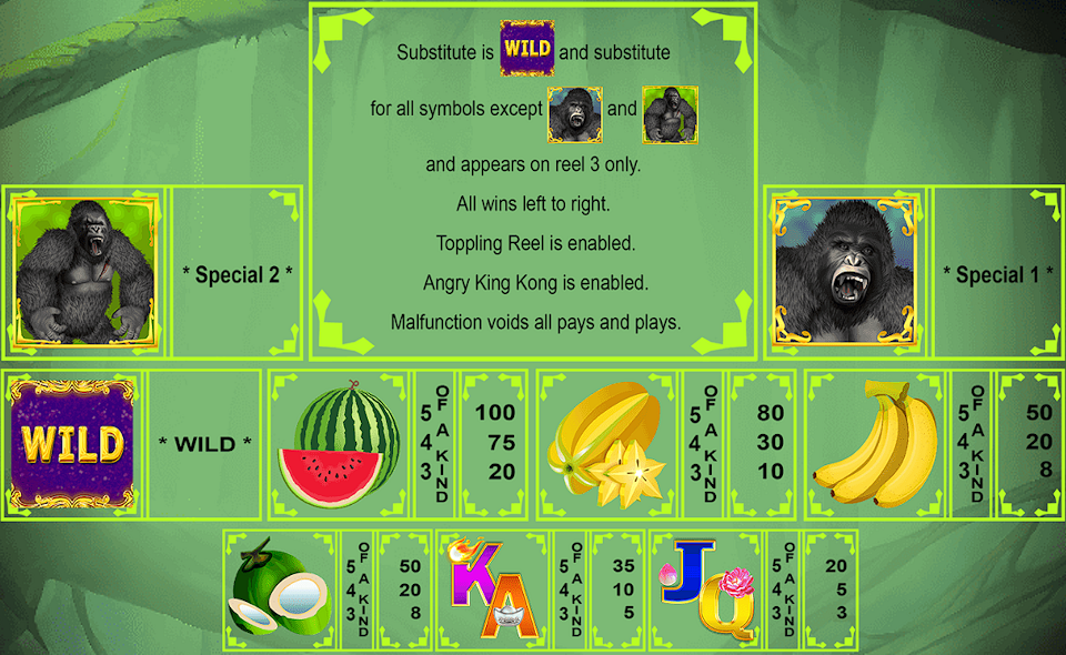 august gaming king kong paytable