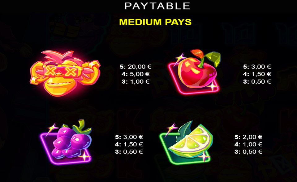 banana x paytable 1