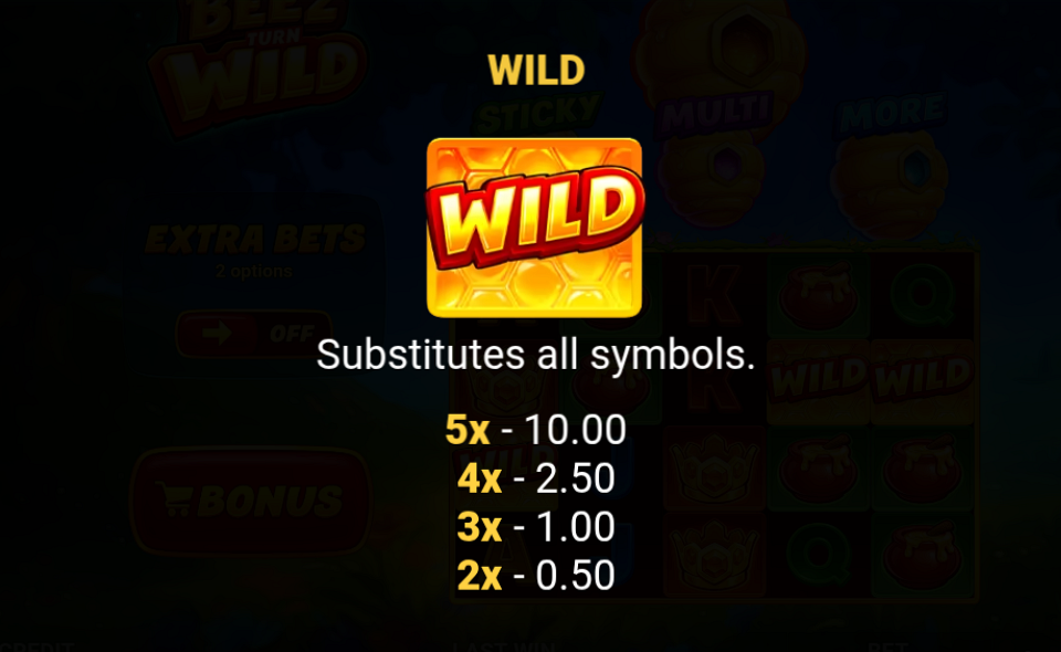 beez turn wild paytable 1