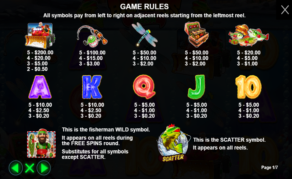 big bass christmas bash paytable