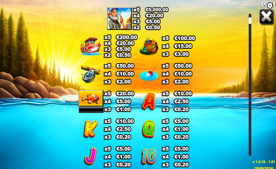 big game fishing golden catch paytable