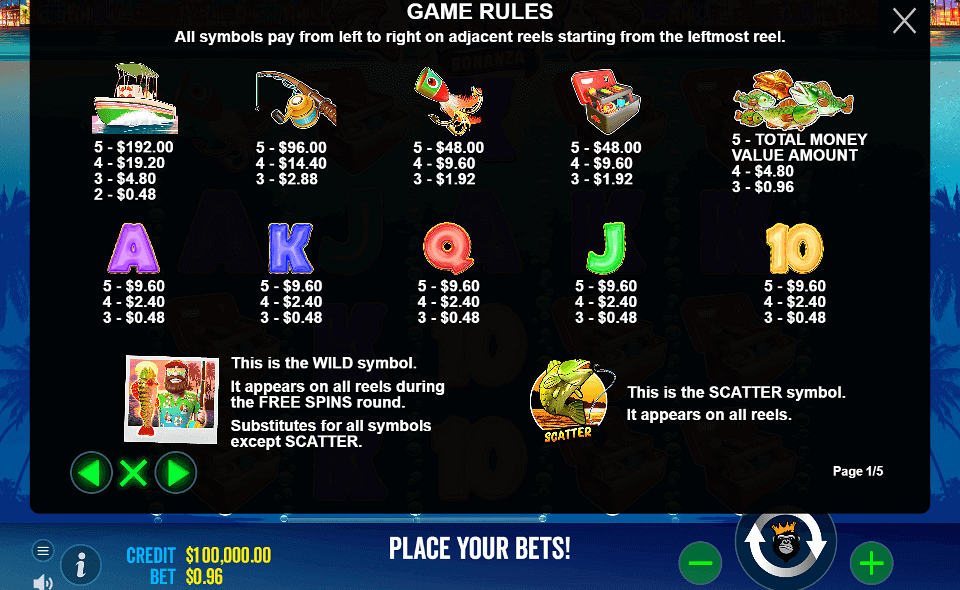 bigger bass bonanza paytable