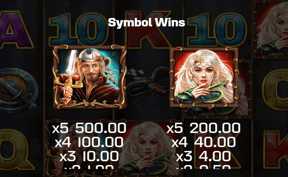 book of heroes paytable