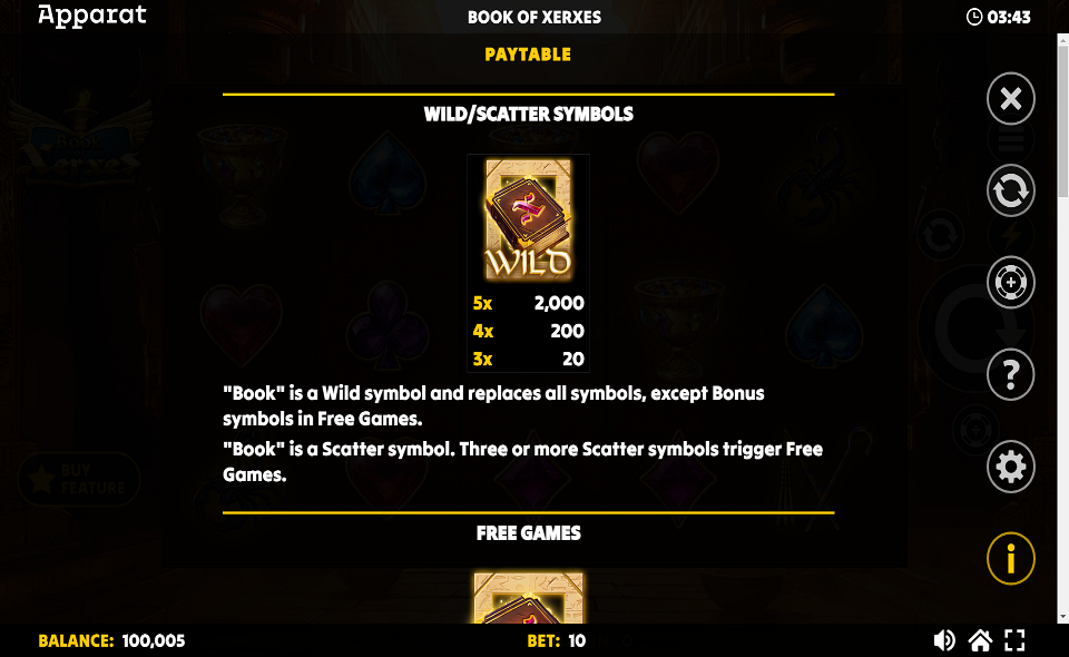 book of xerxes paytable 1