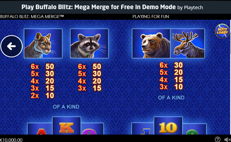 buffalo blitz mega merge paytable 1