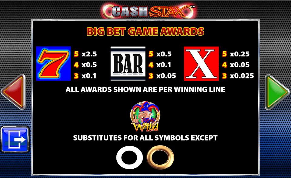 cash stax paytable 3