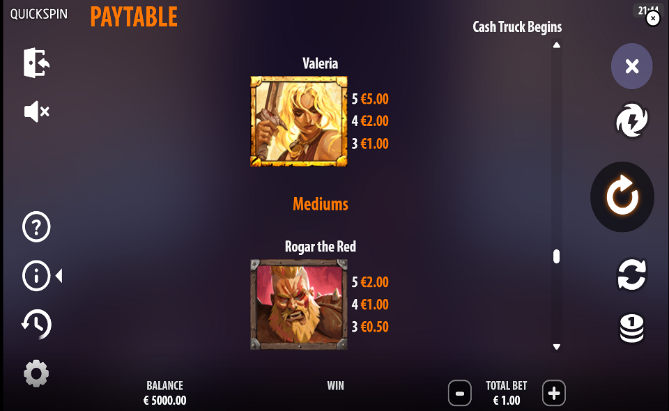 cash truck begins paytable 1