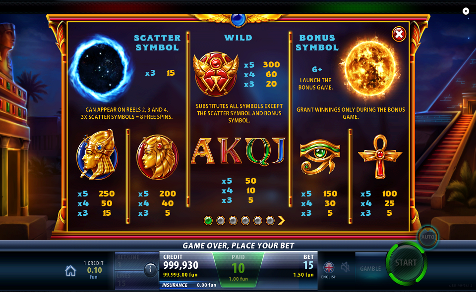 cassiopeia 2 paytable