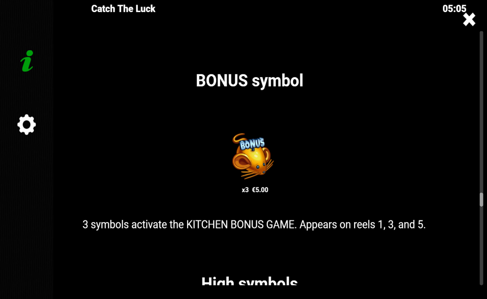 catch the luck paytable 1