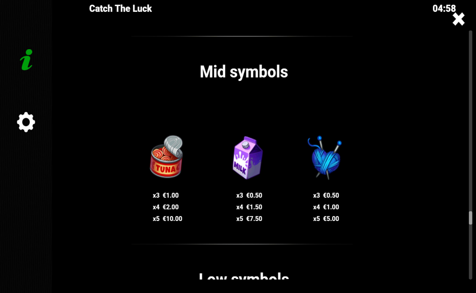 catch the luck paytable 3