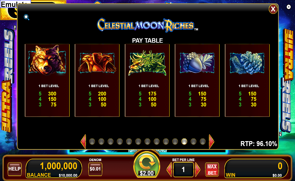 celestial moon riches paytable2