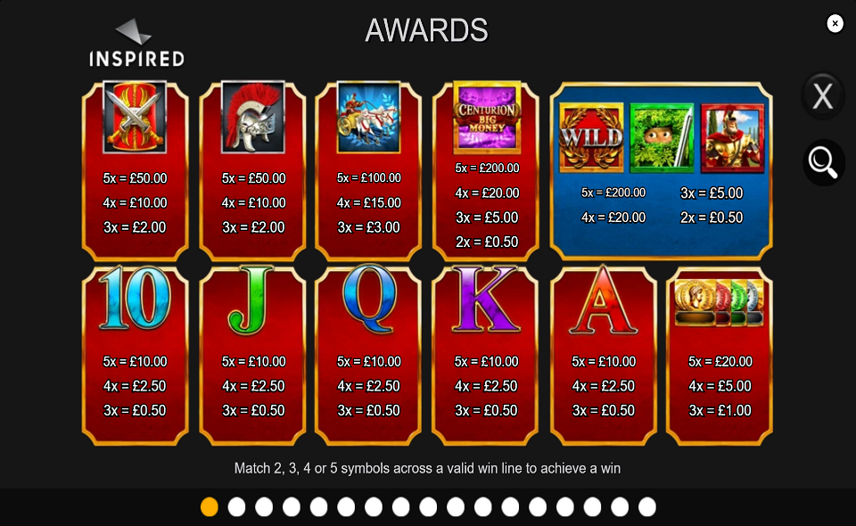 centurion big money paytable