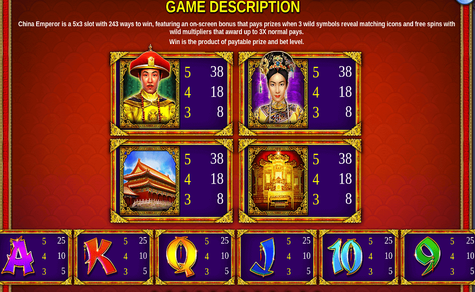 china emperor paytable