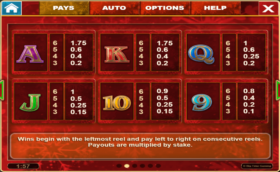 christmas bonanza paytable 2