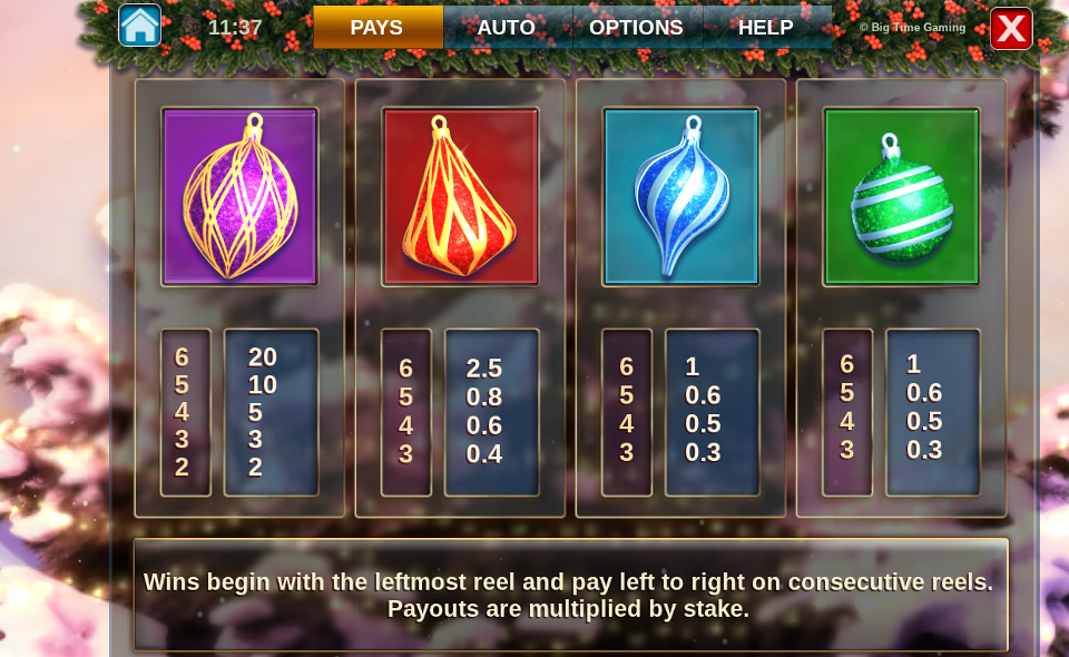 christmas megapots paytable 1