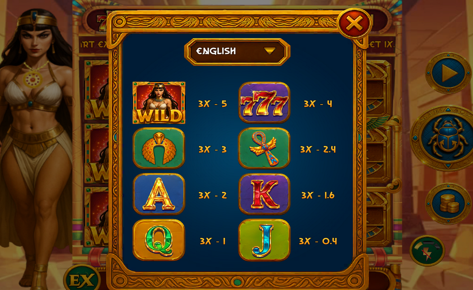 cleopatra golden necklace paytable