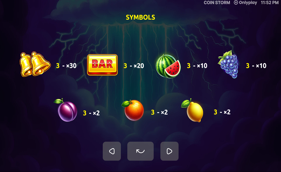 coin storm paytable 1