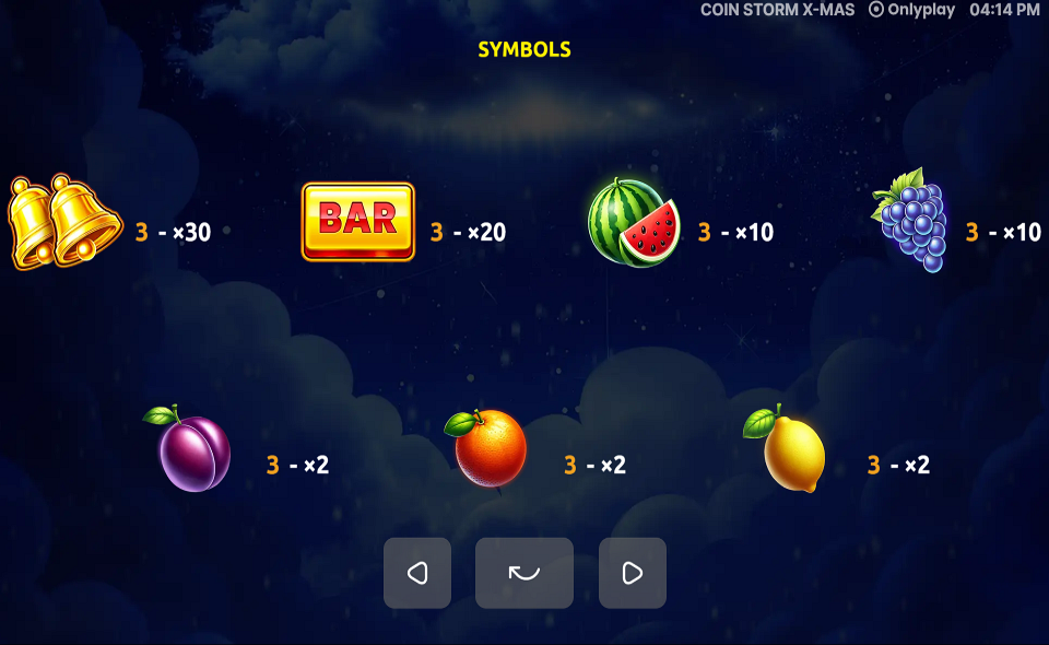 coin storm xmas paytable 1