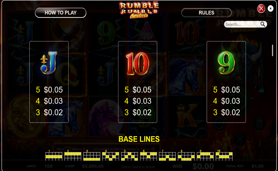 colosseum riches paytable 3