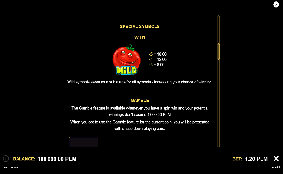 crazy tomato 40 paytable 2