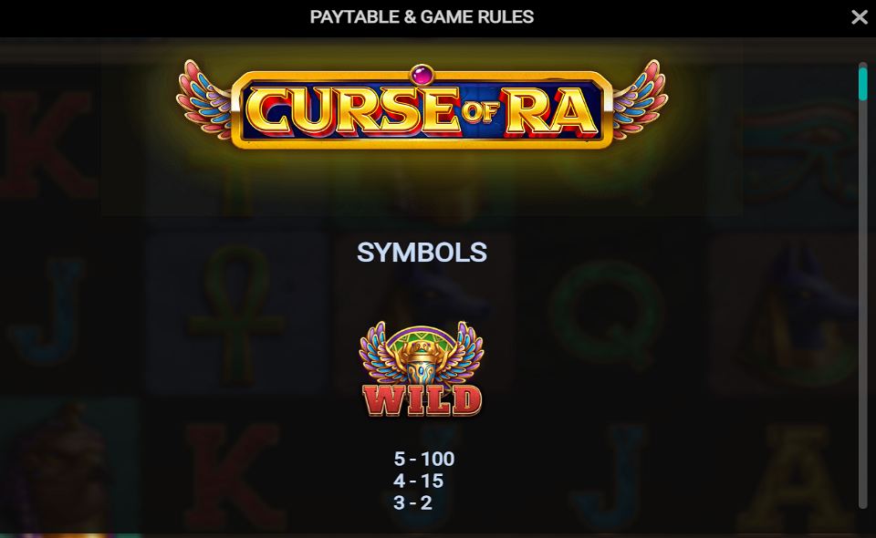 curse of ra paytable 1