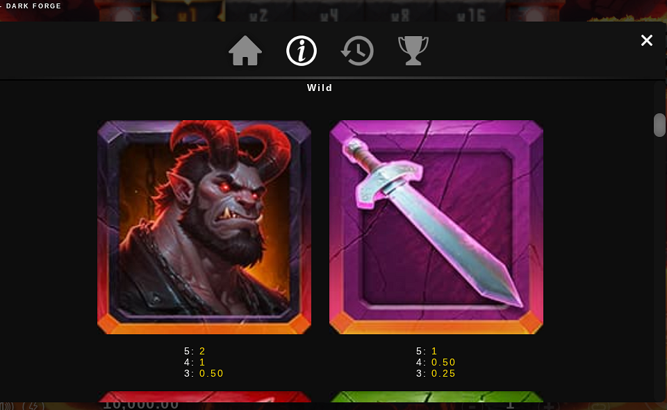 dark forge paytable 1