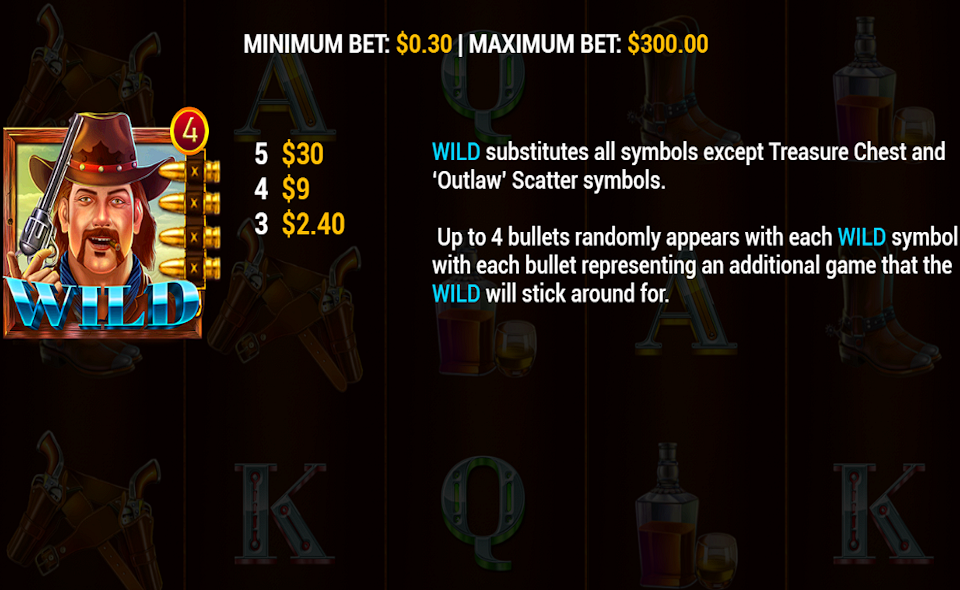 deadly outlaw paytable 1