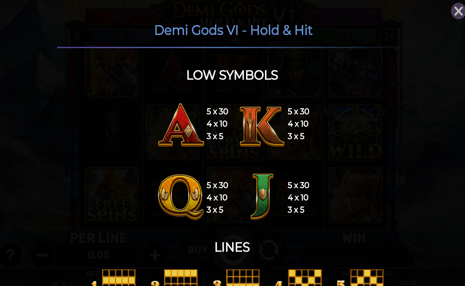 demi gods vi hold and hit paytable 3