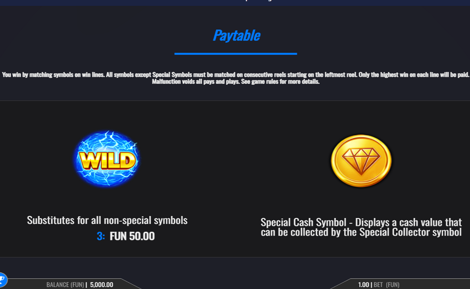 diamond supercharge paytable 1