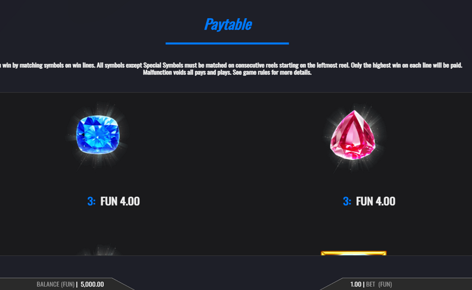 diamond supercharge paytable 3