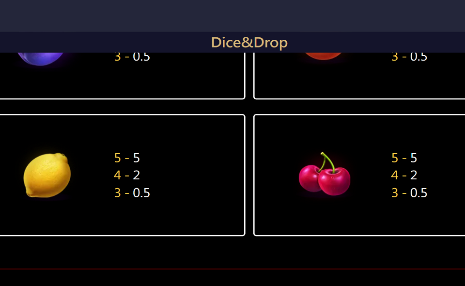 dice and drop paytable 3