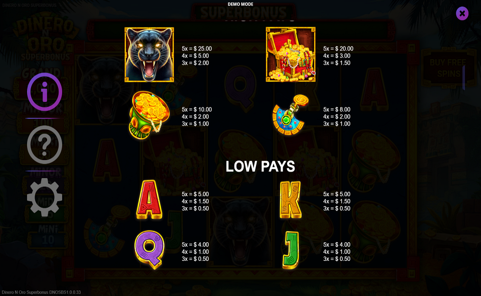 dinero n oro superbonus paytable 1