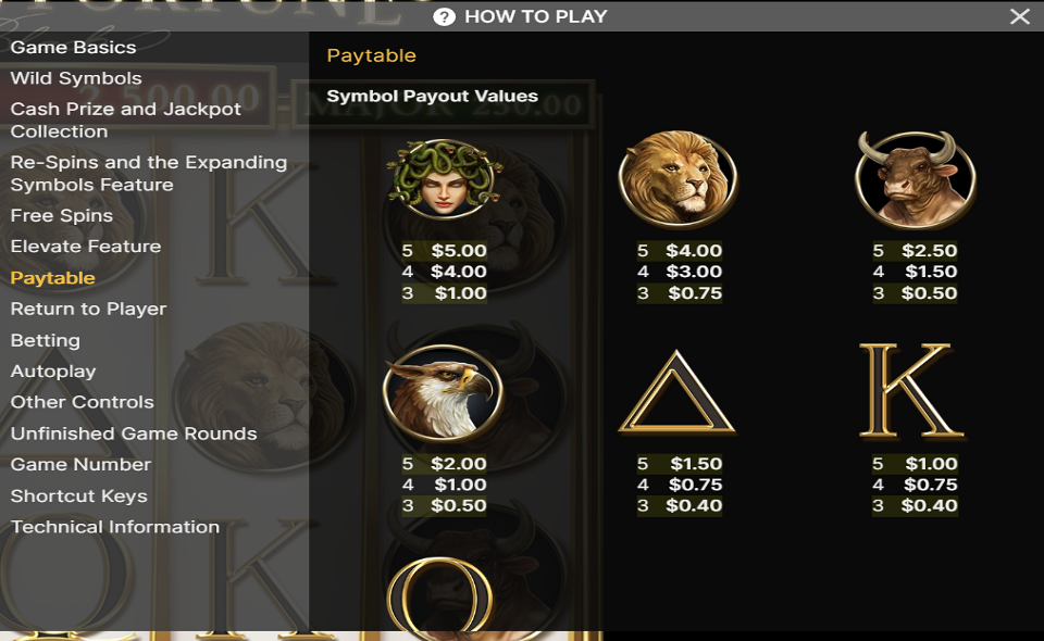 divine fortune black paytable 1