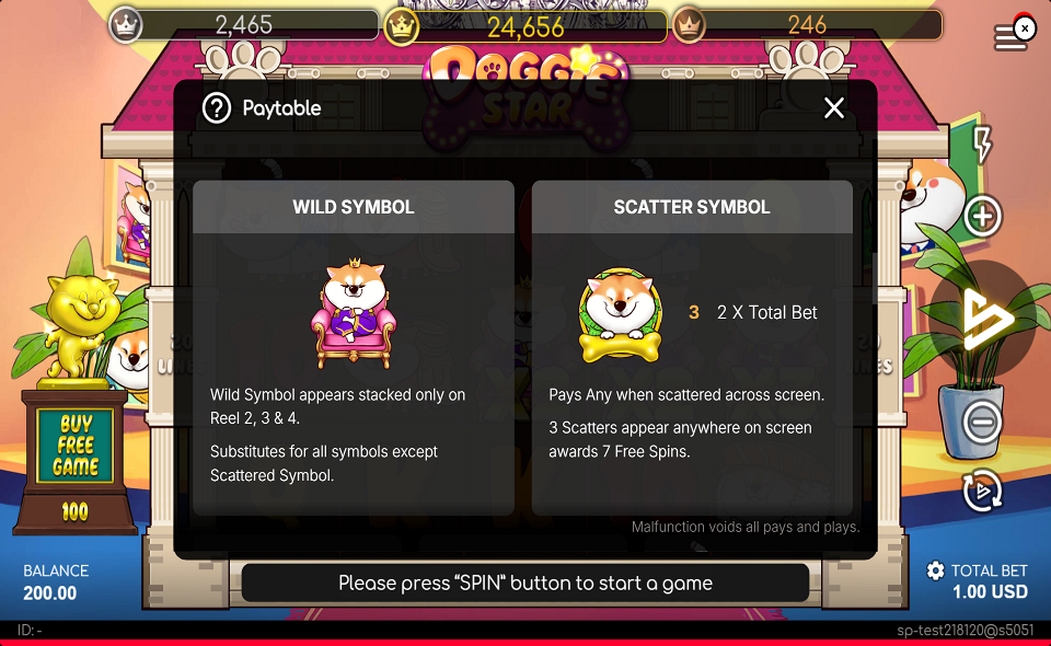 doggie star paytable 1